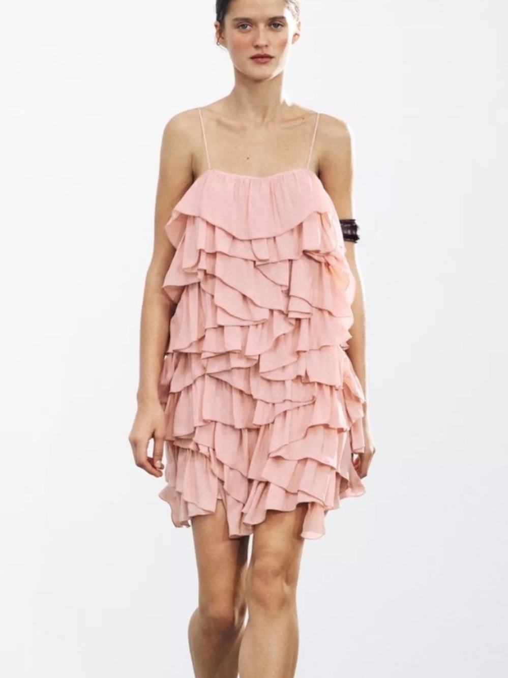 Zara Collection Blush Pink Ruffled Mini Dress - Picture 3 of 8